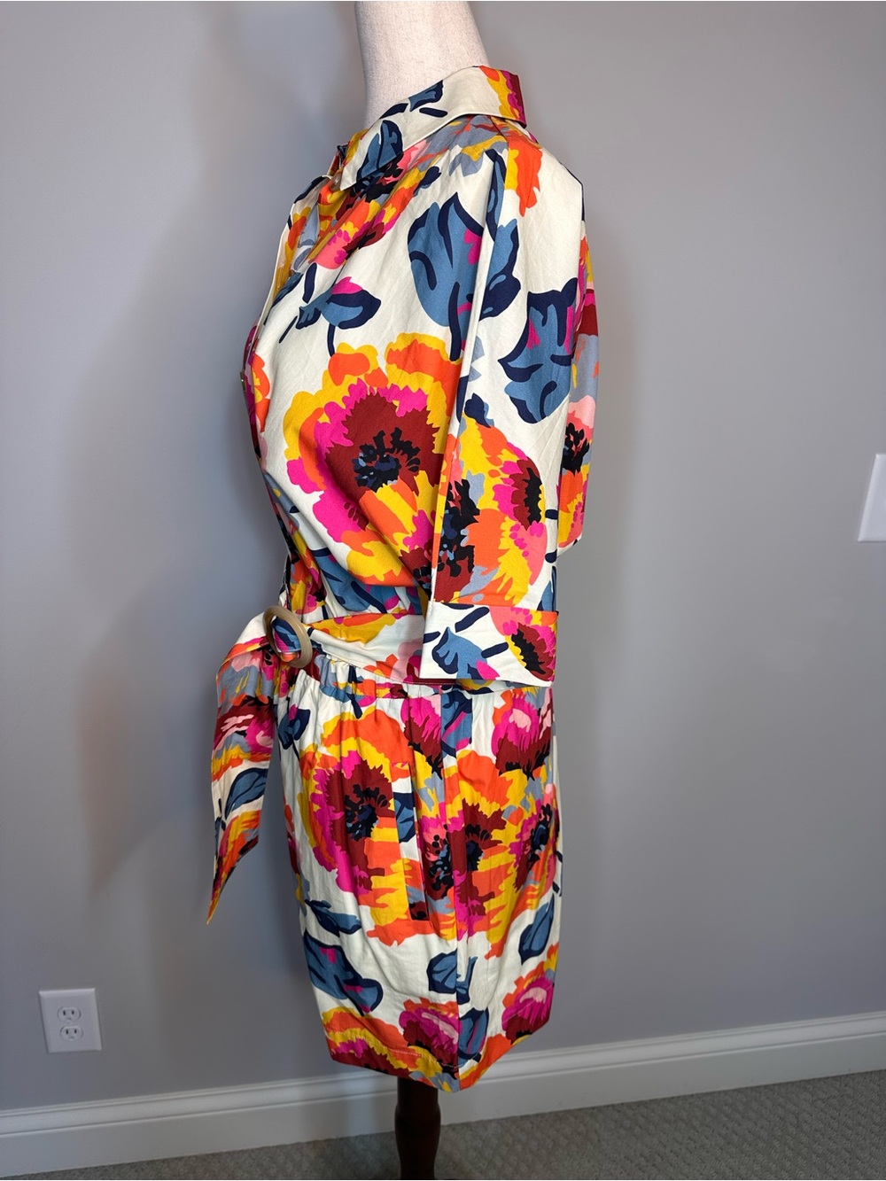 Sz 40 / 8 Sezane x Momonì Joan Jumpsuit romper shorts floral short sleeve pocket - Picture 6 of 13